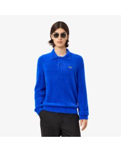 Fuzzy Knit Polo Sweater