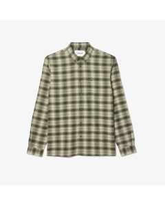 เสื้อเชิ้ตผู้ชายลาคอสท์ ลายตาราง ผ้าคอตตอนผสมผ้าขนสัตว์