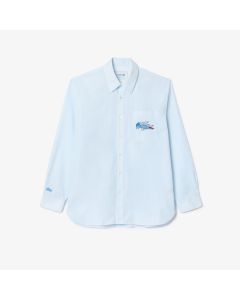 เสื้อเชิ้ตผู้ชายลาคอสท์ ลายริ้ว ผ้าคอตตอนป๊อปปลิน