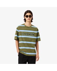 เสื้อยืดลาคอสท์ ลายริ้ว ทรงหลวม ผ้าเจอร์ซี่ย์