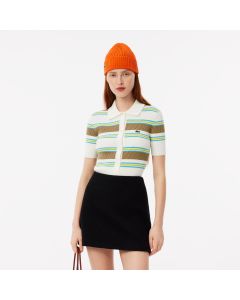 Ribbed Cotton Polo Collar Sweater
