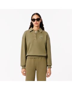 Embroidered Fleece Polo Sweatshirt