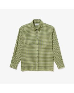 เสื้อโอเวอร์เชิ้ตลาคอสท์ ลายตาราง ผ้าคอตตอนผสม