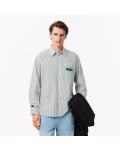เสื้อเชิ้ตผู้ชายลาคอสท์ ลายริ้ว ผ้าคอตตอนป๊อปปลิน