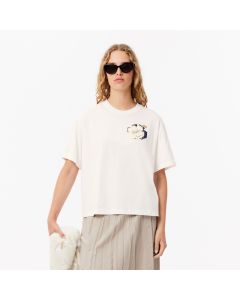 เสื้อยืดลาคอสท์ พิมพ์ลายดอกไม้ ทรงโอเวอร์ไซส์