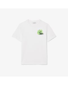 เสื้อยืดลาคอสท์ ลายดอกไม้ ผ้าคอตตอน