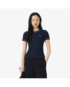 เสื้อยืดลาคอสท์ ผ้าเจอร์ซีย์ ประดับขอบสีตัดกัน