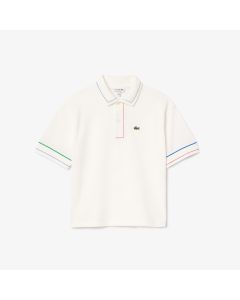 เสื้อโปโลเด็กลาคอสท์ ประดับขอบสีตัดกัน ผ้าเปอติปิเก้