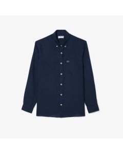 เสื้อเชิ้ตผู้ชายลาคอสท์ ทรงพอดีตัว ผ้าลินิน