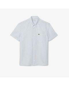 เสื้อเชิ้ตเเขนสั้นลาคอสท์ ผ้าลินิน ทรงพอดีตัว