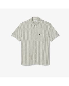 เสื้อเชิ้ตเเขนสั้นลาคอสท์ ผ้าลินิน ทรงพอดีตัว