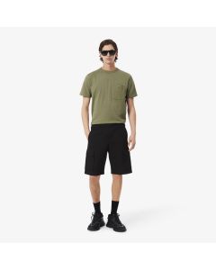 Men’s Relaxed Fit Cotton And Linen Twill Cargo Bermudas