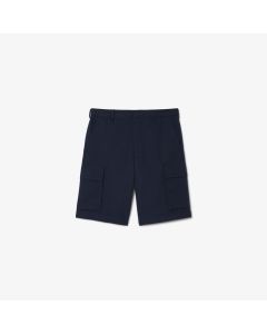 Men’s Relaxed Fit Cotton And Linen Twill Cargo Bermudas