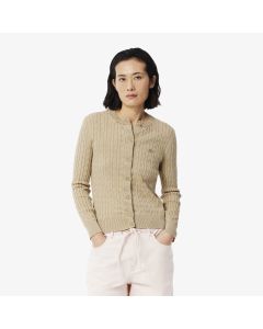 Washed Effect Cable Knit Cardigan
