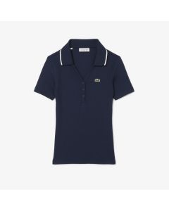 เสื้อโปโลผู้หญิงลาคอสท์ L.12.D คอปกสีตัดกัน ทรงเข้ารูป