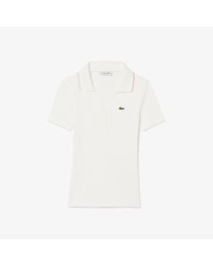 เสื้อโปโลผู้หญิงลาคอสท์ L.12.D คอปกสีตัดกัน ทรงเข้ารูป