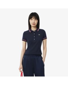 เสื้อโปโลผู้หญิงลาคอสท์ L.12.D ผ้าเจอร์ซี่ย์ ทรงเข้ารูป