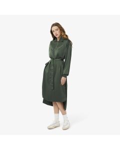 Long Sleeved Fluid Belted Dress