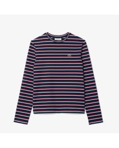 เสื้อยืดลาคอสท์ แขนยาว ประดับลายริ้ว ผ้าคอตตอน