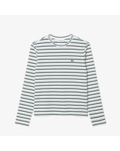 เสื้อยืดลาคอสท์ แขนยาว ประดับลายริ้ว ผ้าคอตตอน