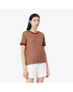 เสื้อยืดลาคอสท์ ทรงเข้ารูป ลายโมโนแกรม ผ้าเเจ๊คการ์ด