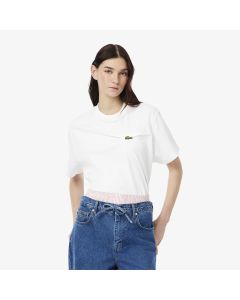 เสื้อยืดผู้หญิงลาคอสท์ จับจีบ ขนาดใหญ่กว่าปกติ ผ้าออร์แกนิคคอตตอนเจอร์ซี่ย์