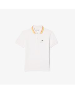 Kids’ Lacoste Tricolour Collar Cotton Petit Piqué Polo